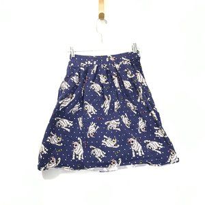Ladies Skater Skirt Cat With Sunglasses Pleated Navy Cool Cat Size Small
